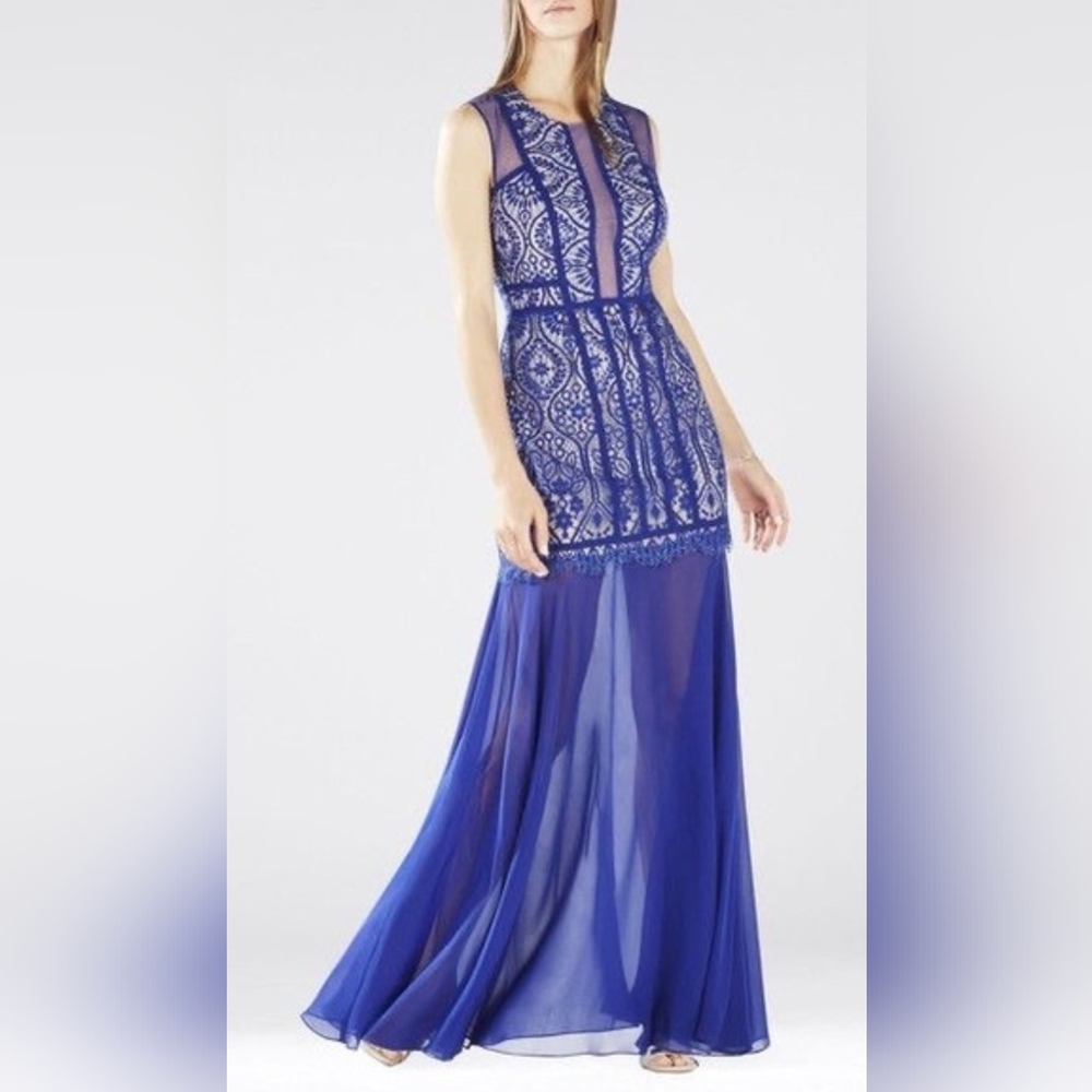 BCBGMaxAzria Royal Blue Lace Maxi Dress